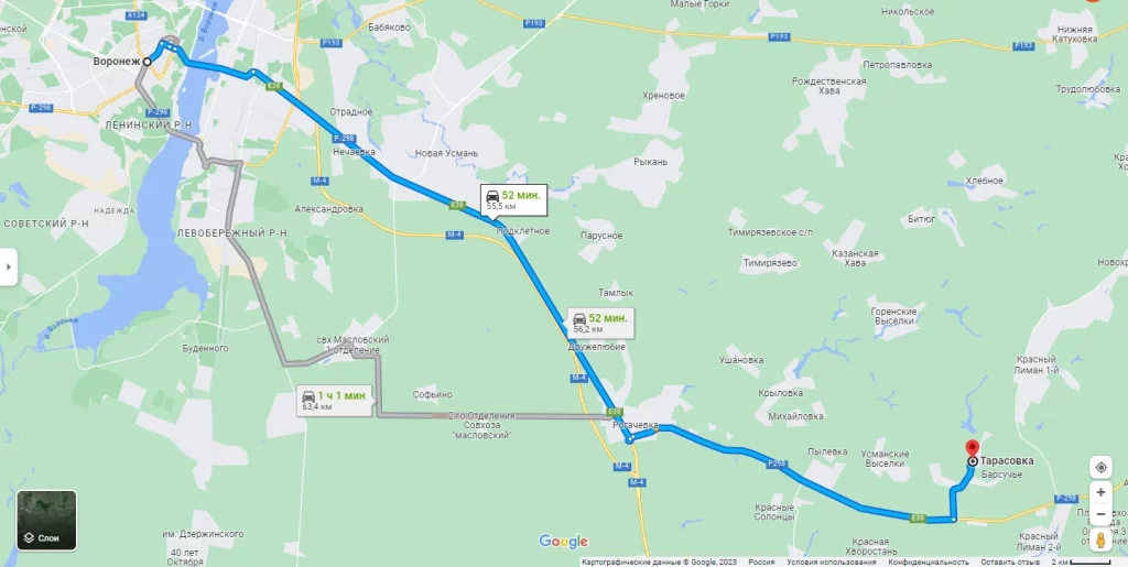 Карта проезда к пруду Тарасовский